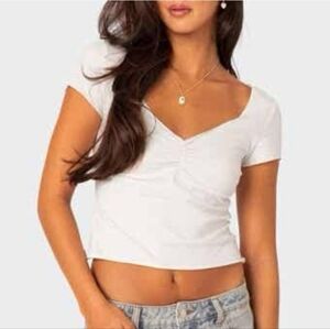White V-Neck Top